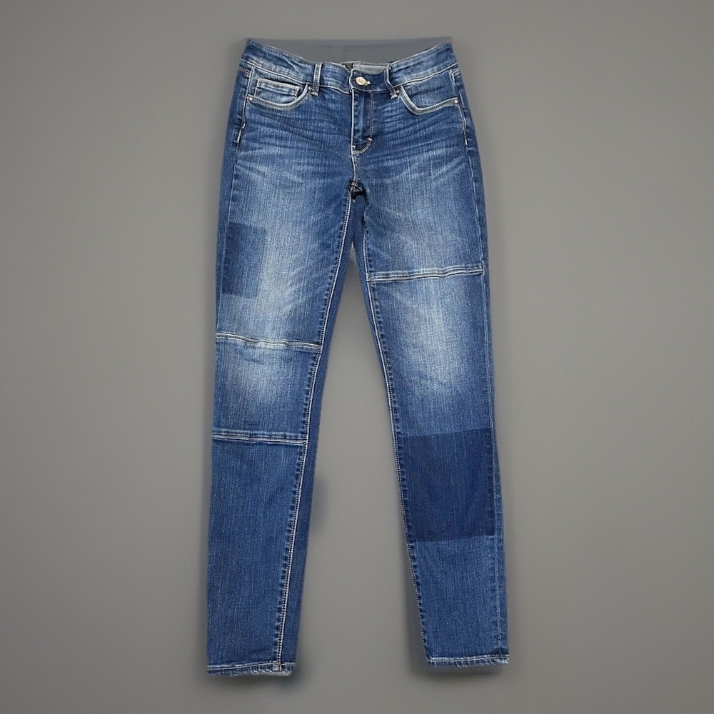 White House Black Market Jeans Womens 2 Blue The Skinny Mid Rise Faded Denim